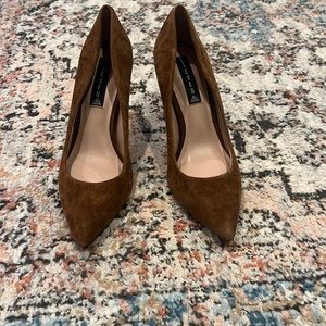 Cognac brown suede heels